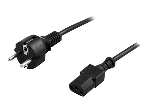 DELTACO DEL-111M - Strømkabel - power CEE 7/7 (hann) rett til power IEC 60320 C13 rett - AC 250 V - 10 A - 5 m - svart