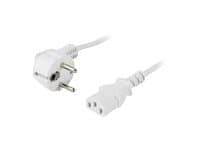 DELTACO DEL-109EV - Strømkabel - power CEE 7/7 (hann) vinklet til power IEC 60320 C13 rett - AC 250 V - 10 A - 1 m - hvit