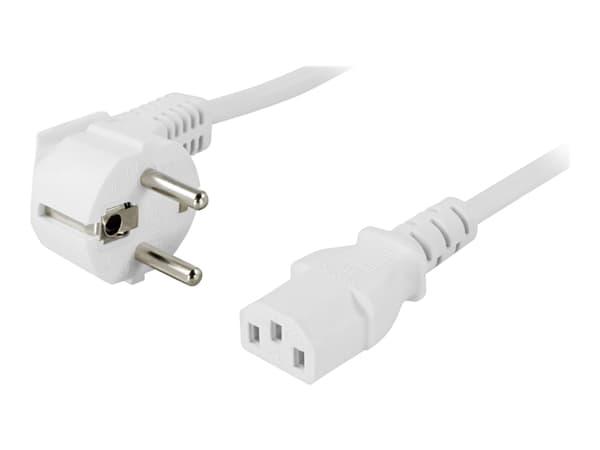 DELTACO - Strömkabel - power CEE 7/7 (hane) vinklad till power IEC 60320 C13 rak - AC 250 V - 10 A - 50 cm - vit