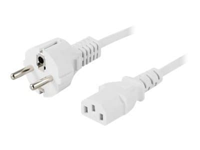 DELTACO DEL-109MV-50 - Strömkabel - power CEE 7/7 (hane) rak till power IEC 60320 C13 rak - AC 250 V - 10 A - 50 cm - vit