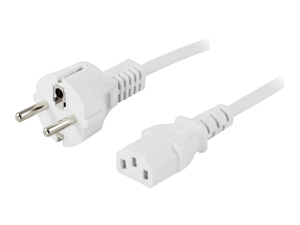 DELTACO DEL-109MV-50 - Strömkabel - power CEE 7/7 (hane) rak till power IEC 60320 C13 rak - AC 250 V - 10 A - 50 cm - vit