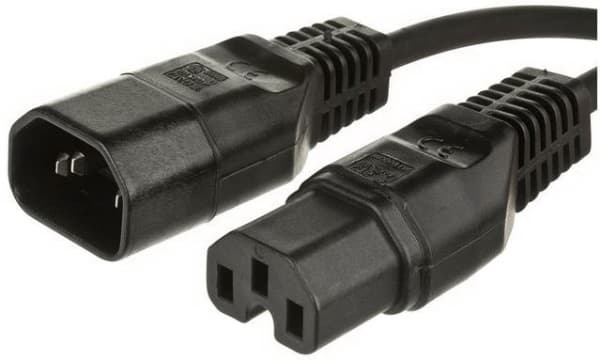 MicroConnect - Strømforlengelseskabel - IEC 60320 C14 til IEC 60320 C15 - AC 250 V - 10 A - 1 m - svart