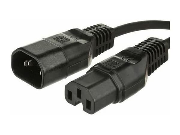 MicroConnect - Strømforlengelseskabel - IEC 60320 C14 til IEC 60320 C15 - AC 250 V - 10 A - 1 m - svart