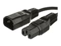 Miniatyrbilde 1 av 5: MicroConnect - Strømforlengelseskabel - IEC 60320 C14 til IEC 60320 C15 - AC 250 V - 10 A - 1 m - svart