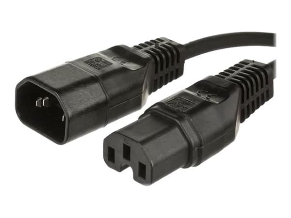 MicroConnect - Strømforlengelseskabel - IEC 60320 C14 til IEC 60320 C15 - AC 250 V - 10 A - 1 m - svart