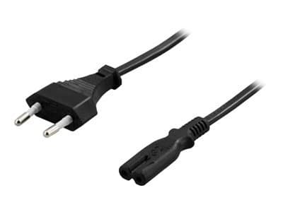 DELTACO DEL-109AA - Strömkabel - Eurokontakt (hane) rak till power IEC 60320 C7 rak - AC 250 V - 2.5 A - 1 m - svart