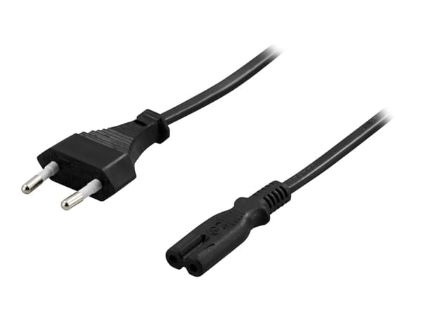 DELTACO DEL-109AA - Strömkabel - Eurokontakt (hane) rak till power IEC 60320 C7 rak - AC 250 V - 2.5 A - 1 m - svart