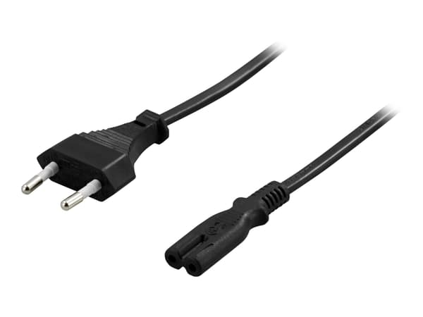 DELTACO DEL-109AM - Strømkabel - Europlug (hann) rett til power IEC 60320 C7 rett - AC 250 V - 2.5 A - 3 m - svart