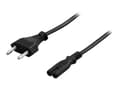 Miniatyrbilde 2 av 5: DELTACO DEL-109AM - Strømkabel - Europlug (hann) rett til power IEC 60320 C7 rett - AC 250 V - 2.5 A - 3 m - svart