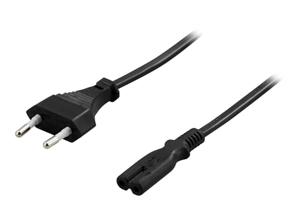 DELTACO DEL-109AM - Strømkabel - Europlug (hann) rett til power IEC 60320 C7 rett - AC 250 V - 2.5 A - 3 m - svart