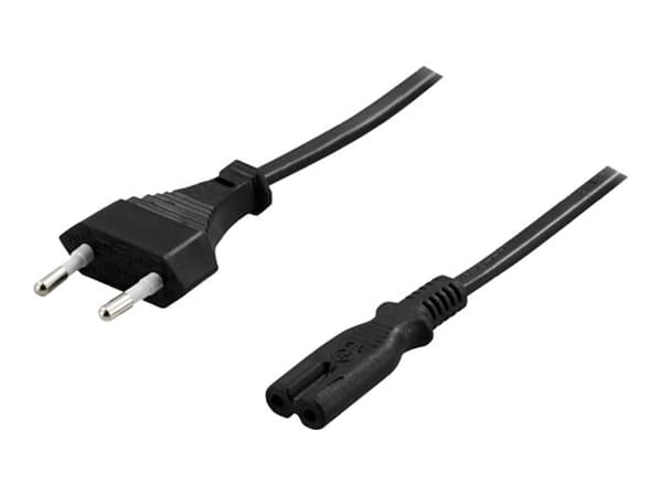 DELTACO DEL-109AM - Strømkabel - Europlug (hann) rett til power IEC 60320 C7 rett - AC 250 V - 2.5 A - 3 m - svart
