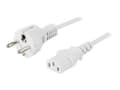 Pikkukuva 5 / 5: DELTACO DEL-109MV - Johdinsarja - CEE 7/7 (han) lige til IEC 60320 C13 lige - AC 250 V - 10 A - 2 m - kova - hvid