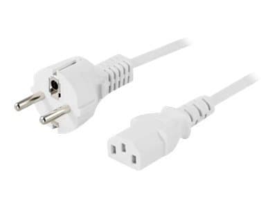 DELTACO DEL-109MV - Johdinsarja - CEE 7/7 (han) lige til IEC 60320 C13 lige - AC 250 V - 10 A - 2 m - kova - hvid