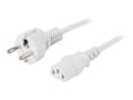 Pikkukuva 2 / 5: DELTACO DEL-109MV - Johdinsarja - CEE 7/7 (han) lige til IEC 60320 C13 lige - AC 250 V - 10 A - 2 m - kova - hvid
