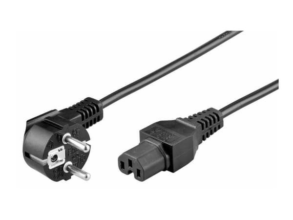 MicroConnect PowerCord - Strømkabel - IEC 60320 C15 til power CEE 7/7 (hann) - 2 m - 90°-kontakt - svart