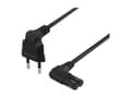 Miniatyrbilde 2 av 5: DELTACO - Strømkabel - Europlug (hann) vinklet til power IEC 60320 C7 vinklet - AC 250 V - 2.5 A - 3 m - svart