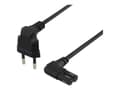 Miniatyrbilde 1 av 5: DELTACO - Strømkabel - Europlug (hann) vinklet til power IEC 60320 C7 vinklet - AC 250 V - 2.5 A - 3 m - svart