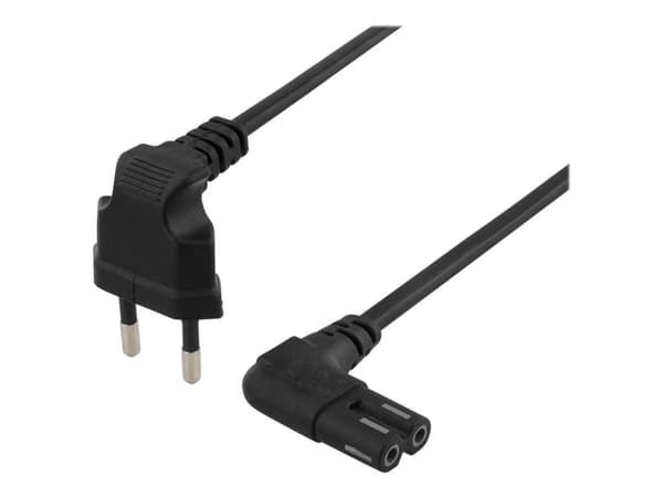 DELTACO - Strømkabel - Europlug (hann) vinklet til power IEC 60320 C7 vinklet - AC 250 V - 2.5 A - 3 m - svart