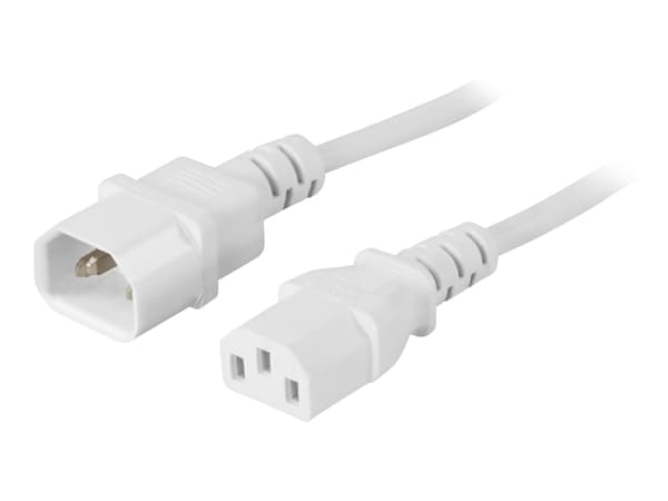 DELTACO DEL-112V - Strømforlengelseskabel - IEC 60320 C14 til power IEC 60320 C13 - AC 250 V - 10 A - 1 m - rett kontakt - hvit