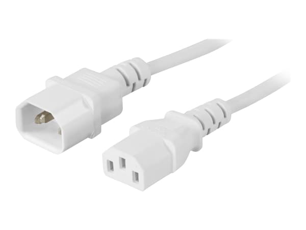 DELTACO DEL-112V - Strømforlengelseskabel - IEC 60320 C14 til power IEC 60320 C13 - AC 250 V - 10 A - 1 m - rett kontakt - hvit