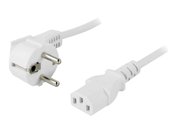 DELTACO DEL-111V - Strømkabel - power CEE 7/7 (hann) vinklet til power IEC 60320 C13 rett - AC 250 V - 10 A - 5 m - hvit