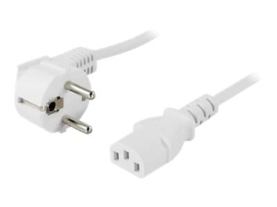 DELTACO DEL-111V - Strømkabel - power CEE 7/7 (hann) vinklet til power IEC 60320 C13 rett - AC 250 V - 10 A - 5 m - hvit