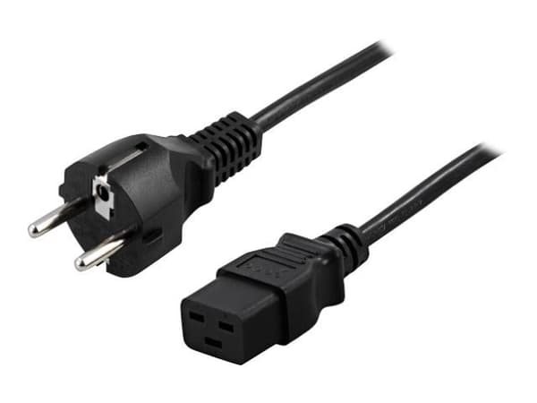 DELTACO DEL-111T - Strømkabel - power CEE 7/7 (hann) rett til IEC 60320 C19 rett - AC 250 V - 16 A - 5 m - svart