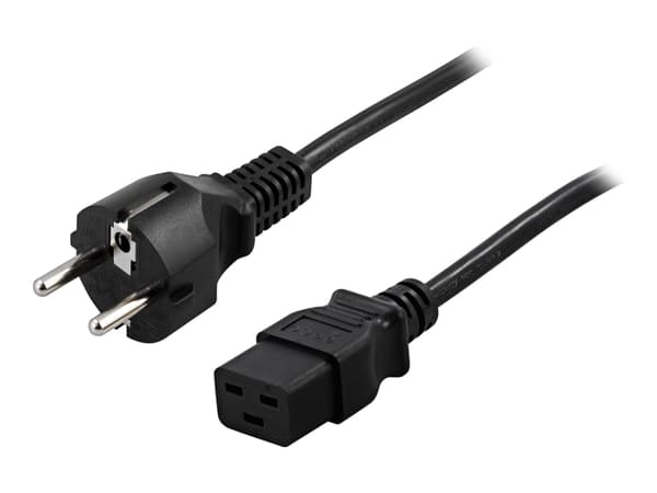 DELTACO DEL-111T - Strømkabel - power CEE 7/7 (hann) rett til IEC 60320 C19 rett - AC 250 V - 16 A - 5 m - svart
