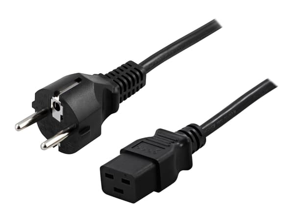 DELTACO DEL-111T - Strømkabel - power CEE 7/7 (hann) rett til IEC 60320 C19 rett - AC 250 V - 16 A - 5 m - svart