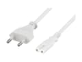 Miniatyrbilde 2 av 4: DELTACO DEL-109JA - Strømkabel - Europlug (hann) rett til power IEC 60320 C7 rett - AC 250 V - 2.5 A - 1 m - hvit