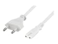 Miniatyrbilde 1 av 4: DELTACO DEL-109JA - Strømkabel - Europlug (hann) rett til power IEC 60320 C7 rett - AC 250 V - 2.5 A - 1 m - hvit