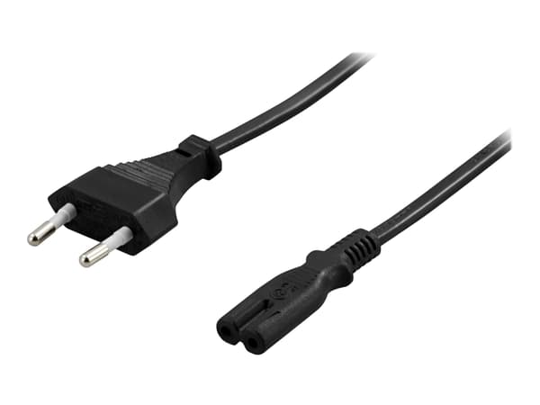 DELTACO - Strömkabel - Eurokontakt (hane) rak till power IEC 60320 C7 rak - AC 250 V - 2.5 A - 50 cm - svart