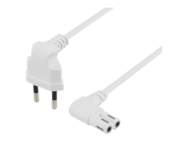 DELTACO - Strömkabel - Eurokontakt (hane) vinklad till power IEC 60320 C7 vinklad - AC 250 V - 2.5 A - 50 cm - vit
