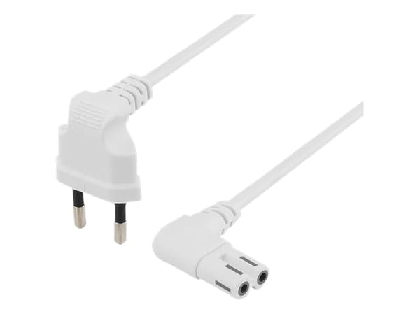 DELTACO - Strömkabel - Eurokontakt (hane) vinklad till power IEC 60320 C7 vinklad - AC 250 V - 2.5 A - 50 cm - vit