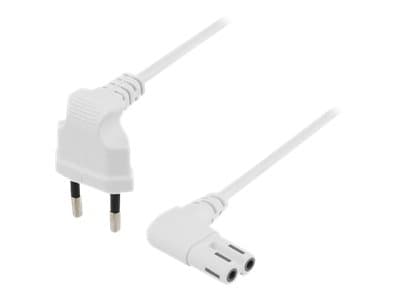 DELTACO - Strömkabel - Eurokontakt (hane) vinklad till power IEC 60320 C7 vinklad - AC 250 V - 2.5 A - 50 cm - vit