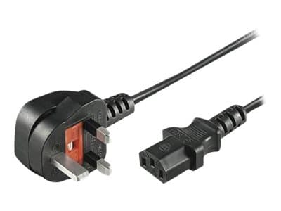 MicroConnect - Strømkabel - Type G (hann) vinklet til power IEC 60320 C13 rett - AC 250 V - 10 A - 1 m - svart - Storbritannia