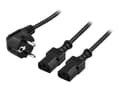 Miniatyrbild 2 av 5: DELTACO DEL-109D - Strömdelare - power CEE 7/7 (hane) vinklad till power IEC 60320 C13 rak - AC 250 V - 10 A - 2 m - svart