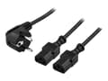 Miniatyrbild 1 av 5: DELTACO DEL-109D - Strömdelare - power CEE 7/7 (hane) vinklad till power IEC 60320 C13 rak - AC 250 V - 10 A - 2 m - svart