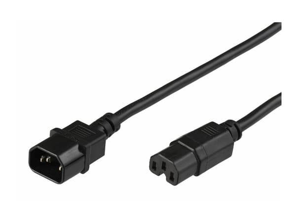MicroConnect - Strømkabel - IEC 60320 C15 til IEC 60320 C14 - 2 m - svart