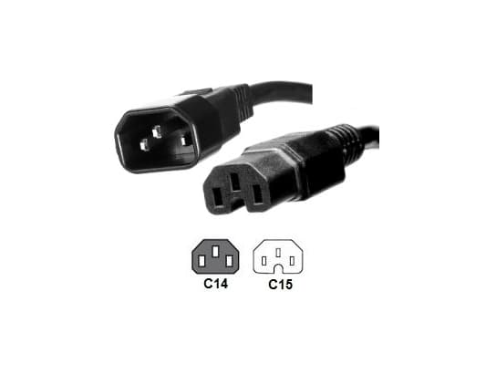 MicroConnect - Strømkabel - IEC 60320 C15 til IEC 60320 C14 - 2 m - svart