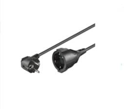 MicroConnect - Strømforlengelseskabel - power CEE 7/7 (hunn) til power CEE 7/7 (hann) - AC 250 V - 5 m - 90°-kontakt - svart