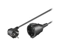 MicroConnect - Strømforlengelseskabel - power CEE 7/7 (hunn) til power CEE 7/7 (hann) - AC 250 V - 5 m - 90°-kontakt - svart