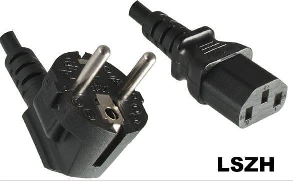 MicroConnect - Strømkabel - power CEE 7/7 (hann) vinklet til power IEC 60320 C13 rett - AC 250 V - 10 A - 1.8 m - halogenfri - svart