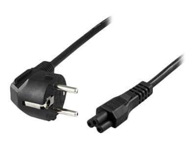 DELTACO DEL-109NA - Strømkabel - power CEE 7/7 (hann) vinklet til IEC 60320 C5 rett - AC 250 V - 2.5 A - 2 m - svart