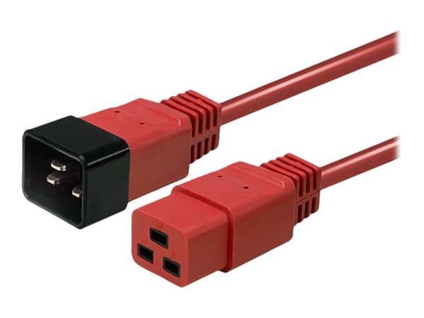 Lindy - Strømforlengelseskabel - IEC 60320 C19 til IEC 60320 C20 - 250 V - 16 A - 1 m - formstøpt - rød