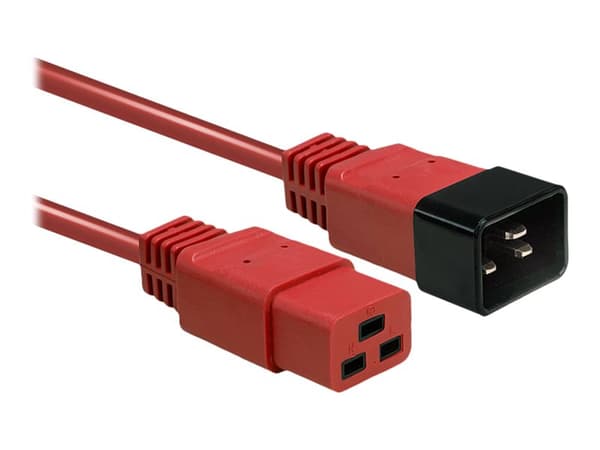 Lindy - Strømforlengelseskabel - IEC 60320 C19 til IEC 60320 C20 - 250 V - 16 A - 1 m - formstøpt - rød