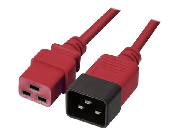 Lindy - Strømforlengelseskabel - IEC 60320 C19 til IEC 60320 C20 - 250 V - 16 A - 1 m - formstøpt - rød