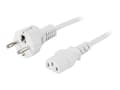 Miniatyrbilde 3 av 5: DELTACO DEL-111MV - Strømkabel - power CEE 7/7 (hann) rett til power IEC 60320 C13 rett - AC 250 V - 10 A - 5 m - hvit