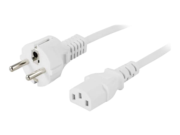 DELTACO DEL-111MV - Strømkabel - power CEE 7/7 (hann) rett til power IEC 60320 C13 rett - AC 250 V - 10 A - 5 m - hvit