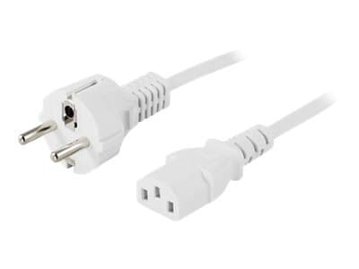 DELTACO DEL-111MV - Strømkabel - power CEE 7/7 (hann) rett til power IEC 60320 C13 rett - AC 250 V - 10 A - 5 m - hvit